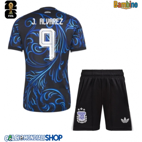 Maglie da calcio Argentina Julian Alvarez #9 Seconda Maglia Bambino Mondiali 2026  Manica Corta + Pantaloni corti)